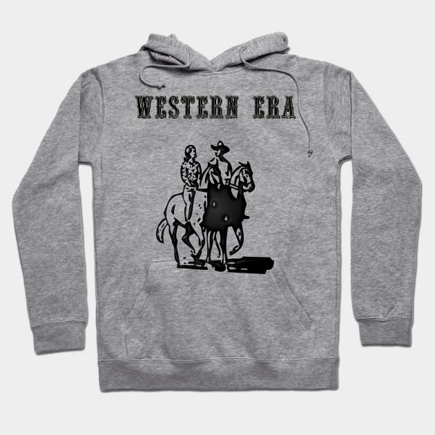 Western Era - Cowboy and Cowgirl on Horseback Hoodie by The Black Panther